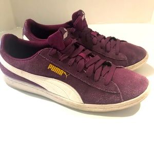 Puma Women's Size 10 Suede Classic Winetasting / White Low Top Sneakers